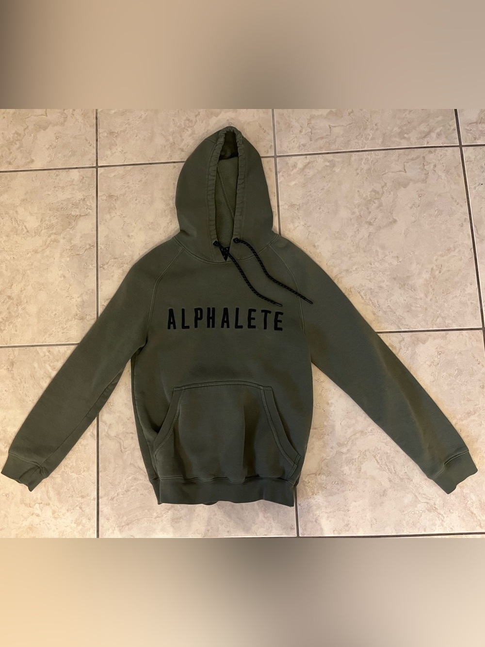 Alphalete Dark Olive Pullover Hoodie with Black Logo
